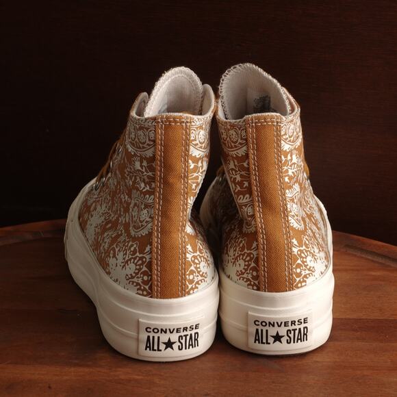 Converse Sneakers WMS SZ 6 Gold Paisley High Top Platform Shoes Bandana Casual - Picture 7 of 16